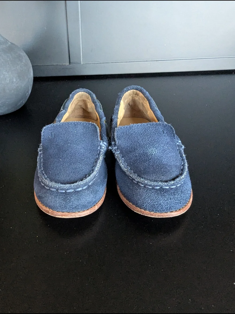 Janie and Jack Navy Suede Moc-Toe Loafers